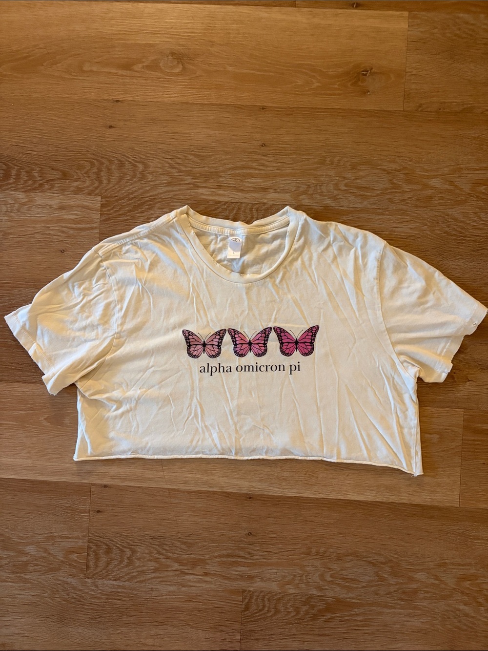 AOII Cropped Butterfly Distressed T-shirt